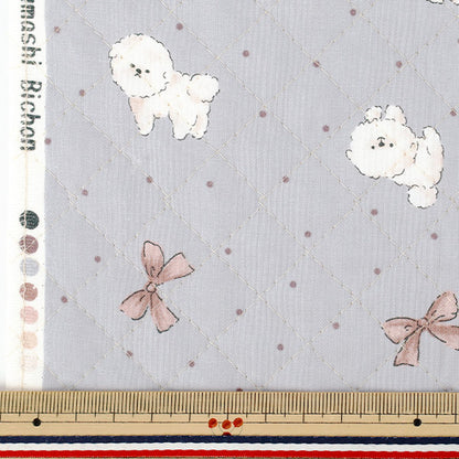 生地 『カラフルキャンバス シーチングキルト おすましビション カットクロス 約105×80cm グレー×ピンク QCOCA-OB-GY*P』 KOKKA コッカ