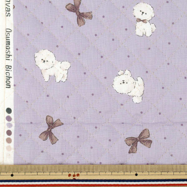 生地 『カラフルキャンバス シーチングキルト おすましビション カットクロス 約105×80cm パープル×ブラウン QCOCA-OB-PP*B』 KOKKA コッカ