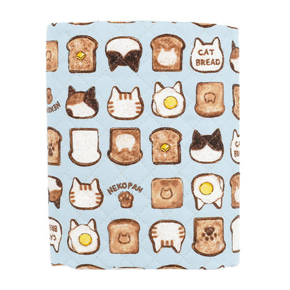 生地 『カラフルキャンバス オックスキルト ねこパン カットクロス 約105×80cm サックス QCOCA-NP-SA』 KOKKA コッカ