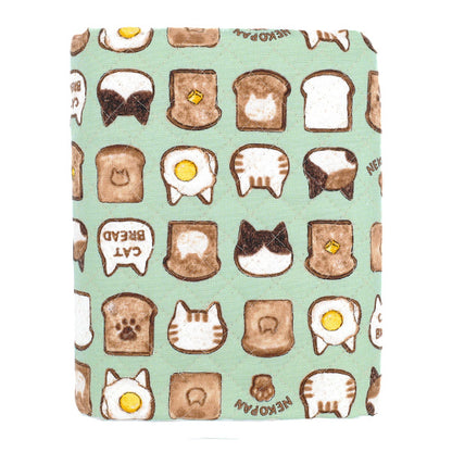 生地 『カラフルキャンバス オックスキルト ねこパン カットクロス 約105×80cm グリーン QCOCA-NP-GR』 KOKKA コッカ