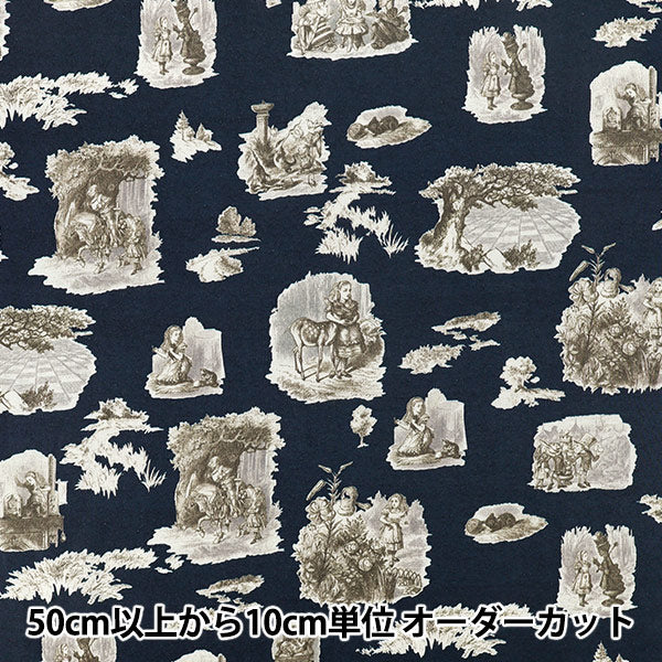 【数量5から】 生地 『マクミランアリス 60ローン Looking-glass Land ネイビー AF-1000-2D』