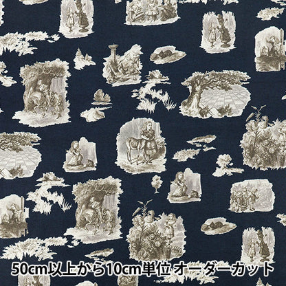 【数量5から】 生地 『マクミランアリス 60ローン Looking-glass Land ネイビー AF-1000-2D』