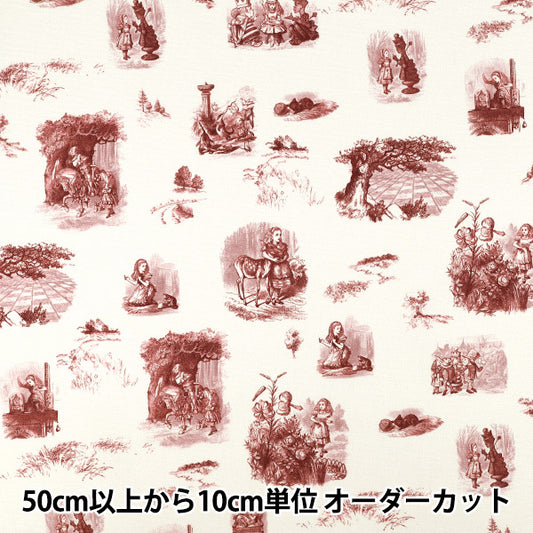 【数量5から】 生地 『マクミランアリス オックス Looking-glass Land ホワイト×レッド AF-1010-2A』