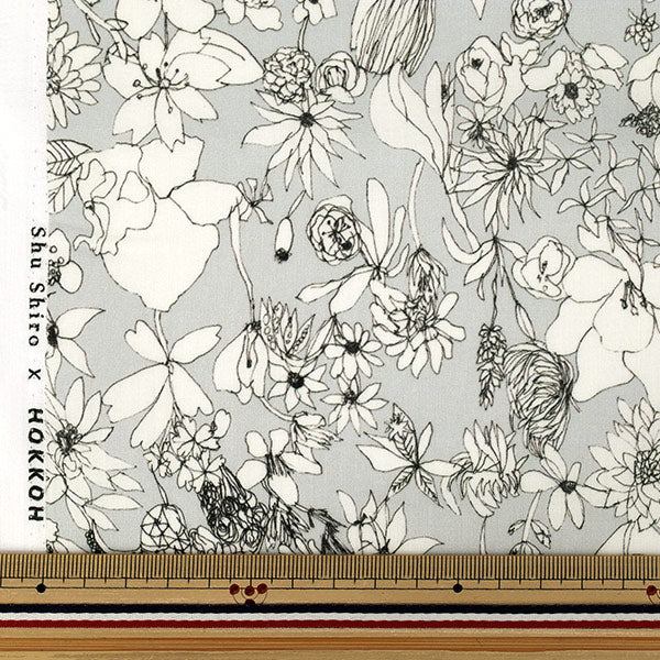 【数量5から】 生地 『Shu Shiro 60ローン Flower Rain グレー SHU-100-1C』