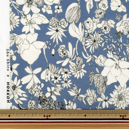 [Quantità da 5] Tessuto 『Shu Shiro 60Prato Fiore Pioggia Blu SHU-100-1D”