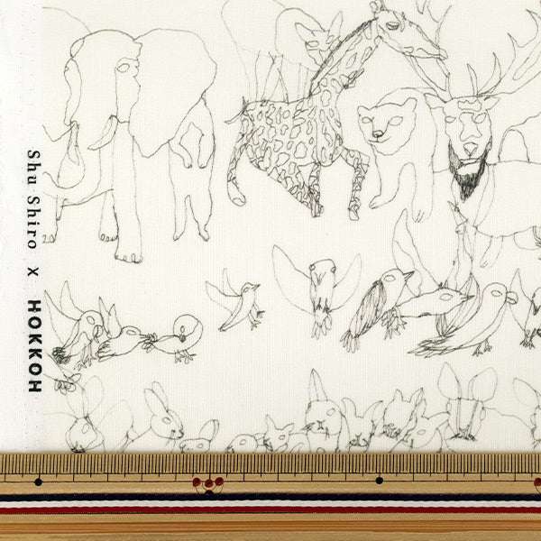 【数量5から】 生地 『Shu Shiro 60ローン Animals オフホワイト SHU-100-2A』
