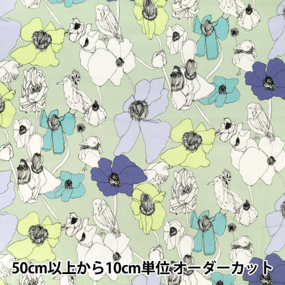[Quantità da 5] Tessuto 『Shu Shiro 60Prato Fiore Sbocciato Verde SHU-110-1B”