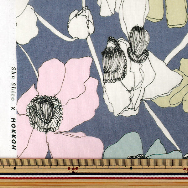 [Quantità da 5] Tessuto 『Shu Shiro 60Prato Fiore Sbocciato Blu SHU-110-1C”