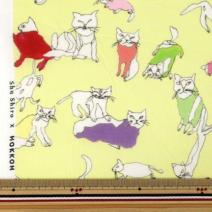 【数量5から】 生地 『Shu Shiro 60ローン Cats グレー SHU-110-2A』