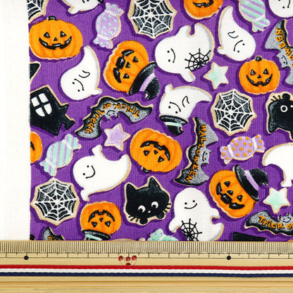 Fabric "Shower Halloween Lint Cut Cloth Approximately 110cm x 50cm Purple C-AP45101-2B]