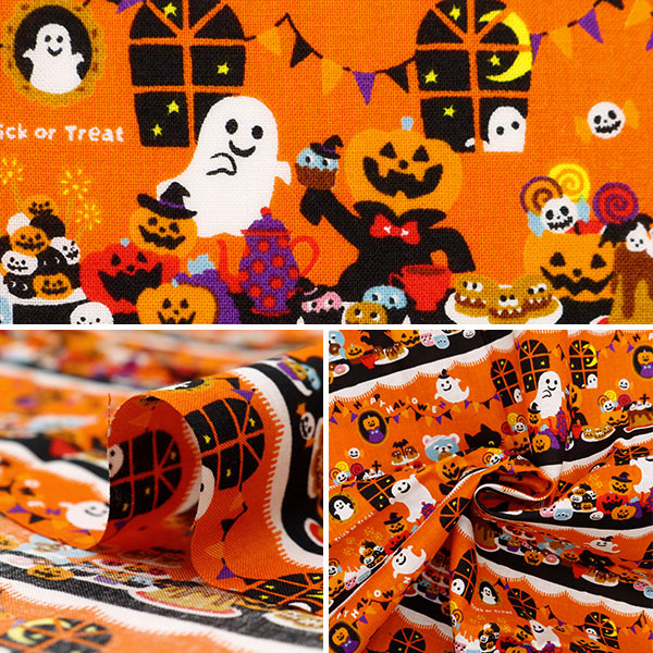 Fabric "Shower Halloween Lint Cut Cloth Approximately 110cm x 50cm Orange C-AP45101-3A]