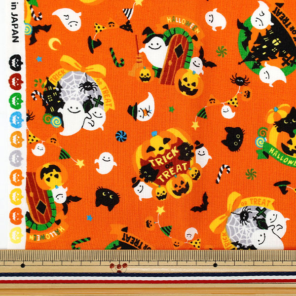 Tissu 『siège impression d'Halloween Tissu coupé Env. 110 cm x 50 cm Orange C-AP55101-1A"