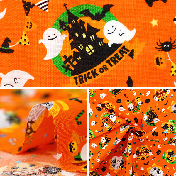Tissu 『siège impression d'Halloween Tissu coupé Env. 110 cm x 50 cm Orange C-AP55101-1A"