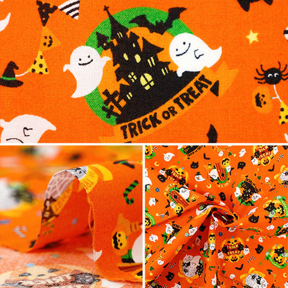 Tissu 『siège impression d'Halloween Tissu coupé Env. 110 cm x 50 cm Orange C-AP55101-1A"