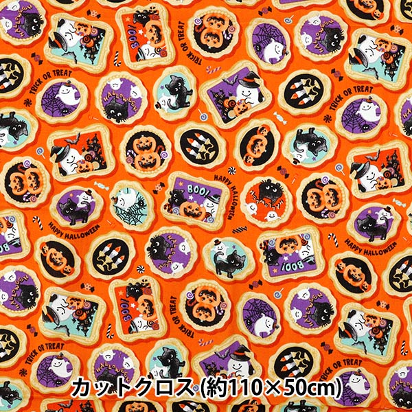 Stoff 『leinwandbindung Halloween-Druck Stoffstück Ca. 110 cm x 50 cm Orange C-AP55101-2A"