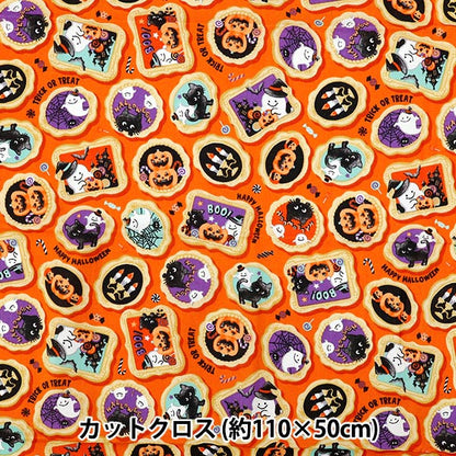Stoff 『leinwandbindung Halloween-Druck Stoffstück Ca. 110 cm x 50 cm Orange C-AP55101-2A"