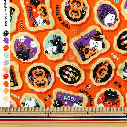 Stoff 『leinwandbindung Halloween-Druck Stoffstück Ca. 110 cm x 50 cm Orange C-AP55101-2A"