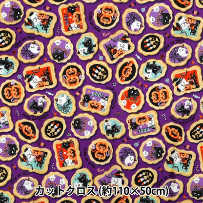 Stoff 『leinwandbindung Halloween-Druck Stoffstück Ca. 110 cm x 50 cm Lila C-AP55101-2B"