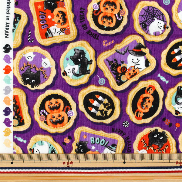 Stoff 『leinwandbindung Halloween-Druck Stoffstück Ca. 110 cm x 50 cm Lila C-AP55101-2B"