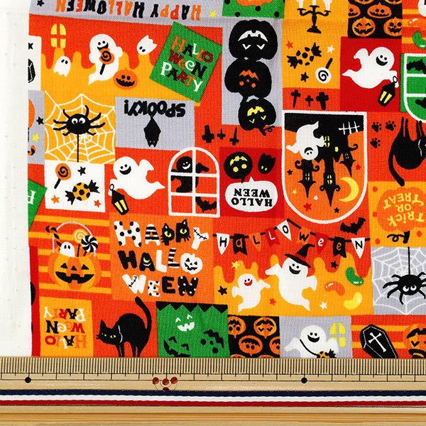 Tissu 『siège impression d'Halloween Tissu coupé Env. 110 cm x 50 cm Orange C-AP55101-3A"