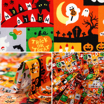 Tissu 『siège impression d'Halloween Tissu coupé Env. 110 cm x 50 cm Orange C-AP55101-3A"