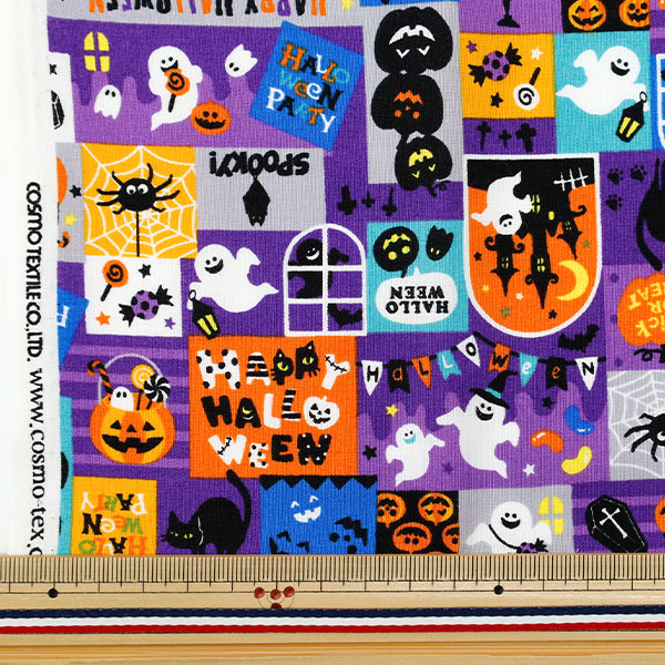 Tissu 『siège impression d'Halloween Tissu coupé Env. 110 cm x 50 cm Violet C-AP55101-3B"