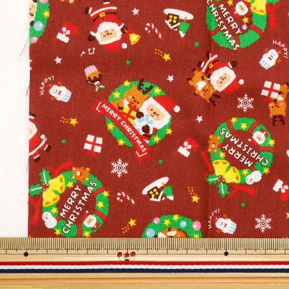Fabric "Christmas Print Wreath Approx. 110cm x 50cm Red C-AP45102-1B"