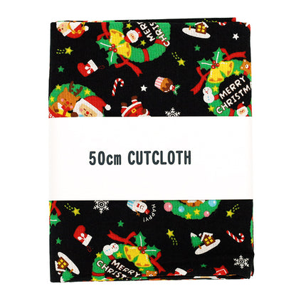 生地 『クリスマスプリント リース 約110cm×50cm ブラック C-AP45102-1C』