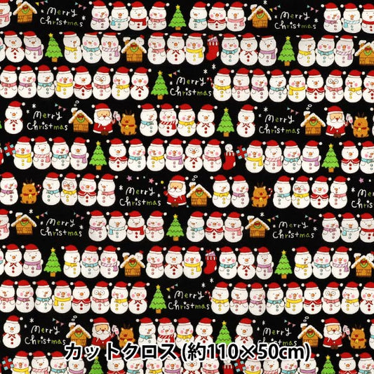 Fabric "Christmas Print Snowman Approx. 110cm x 50cm Black C-AP45102-3C"
