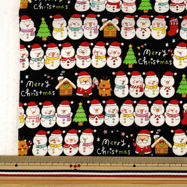 Fabric "Christmas Print Snowman Approx. 110cm x 50cm Black C-AP45102-3C"