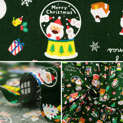 生地 『シーチング クリスマス 約110cm×50cm グリーン C-AP55102-2A』