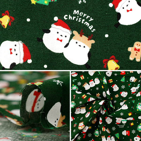 生地 『シーチング クリスマス 約110cm×50cm グリーン C-AP55102-3A』