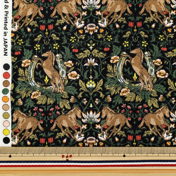 Fabric 『Sheeting horse flower Cut Cloth Approx. 110cm x 50cm Black C-AP55103-2E"