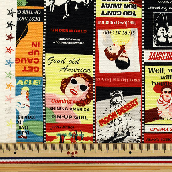 Tissu 『Oxford affiche de film Tissu coupé Env. 110 cm x 50 cm Multi C-AP55201-2A"