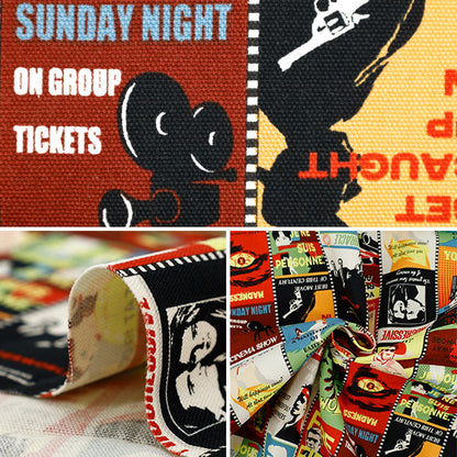 Tissu 『Oxford affiche de film Tissu coupé Env. 110 cm x 50 cm Multi C-AP55201-2A"