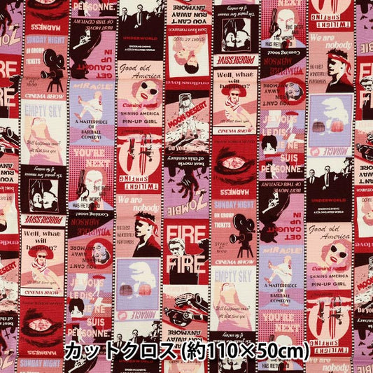 生地 『オックス 映画ポスター カットクロス 約110cm×50cm ピンク C-AP55201-2C』