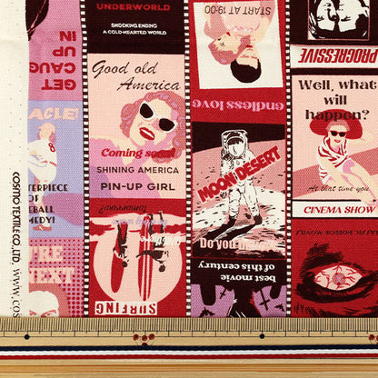 Fabric 『Oxford movie poster Cut Cloth Approx. 110cm x 50cm Pink C-AP55201-2C"