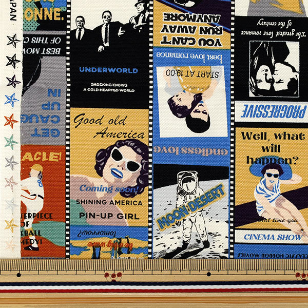 Fabric 『Oxford movie poster Cut Cloth Approx. 110cm x 50cm Blue C-AP55201-2D"