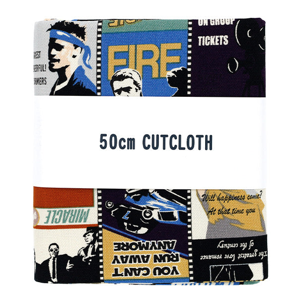 Fabric 『Oxford movie poster Cut Cloth Approx. 110cm x 50cm Blue C-AP55201-2D"