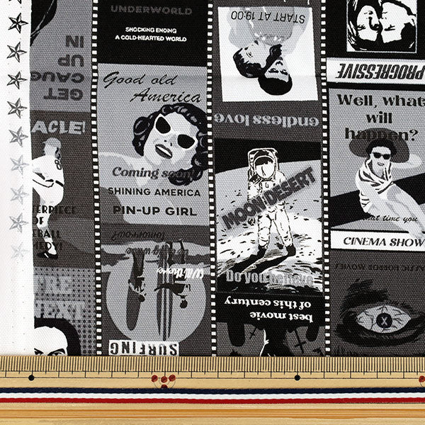 Fabric 『Oxford movie poster Cut Cloth Approx. 110cm x 50cm Monochrome C-AP55201-2E"