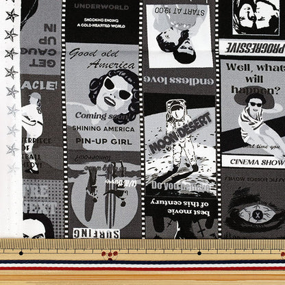 Fabric 『Oxford movie poster Cut Cloth Approx. 110cm x 50cm Monochrome C-AP55201-2E"