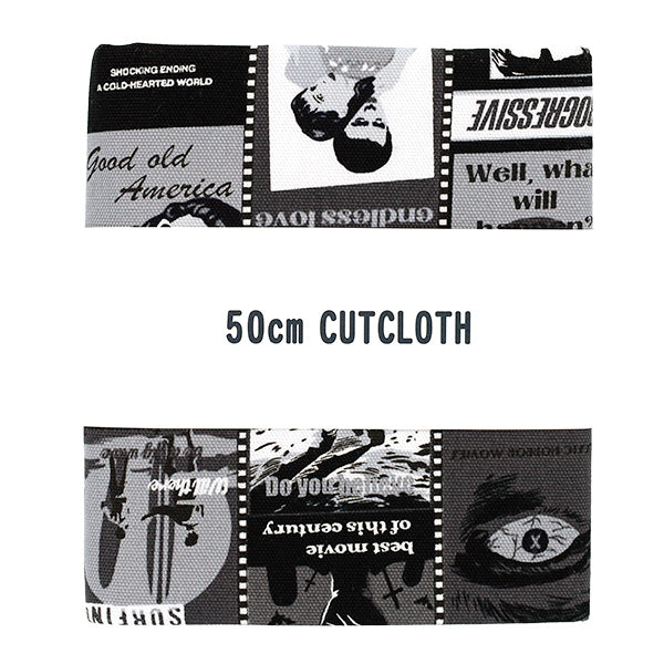生地 『オックス 映画ポスター カットクロス 約110cm×50cm モノクロ C