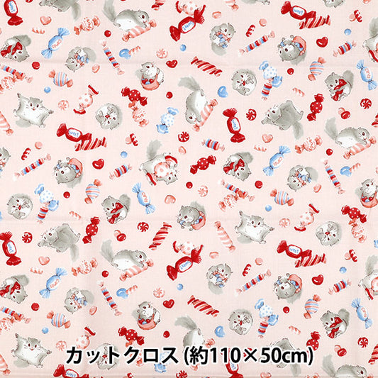 生地 『シーチング ぬのものがたり モモンガ カットクロス 約110cm×50cm ピンク C-AP55203-2A』