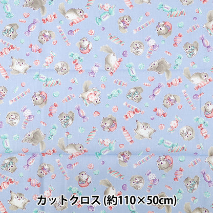生地 『シーチング ぬのものがたり モモンガ カットクロス 約110cm×50cm ブルー C-AP55203-2C』