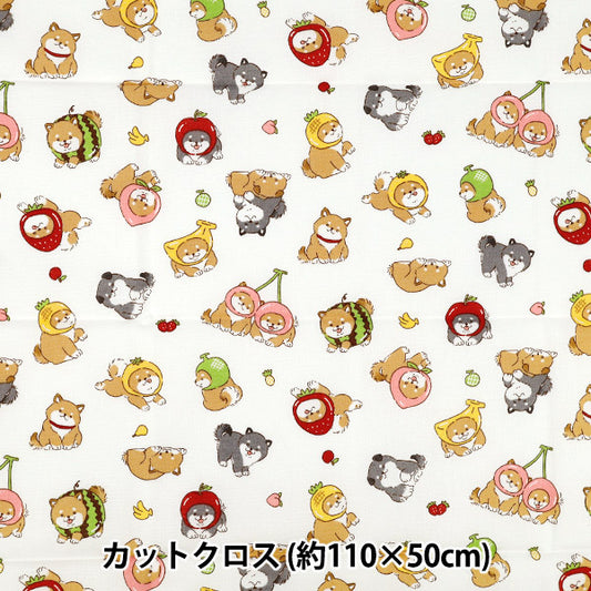 生地 『シーチング フルーツしば カットクロス 約110cm×50cm アイボリー C-AP55903-1A』