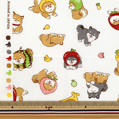 生地 『シーチング フルーツしば カットクロス 約110cm×50cm アイボリー C-AP55903-1A』