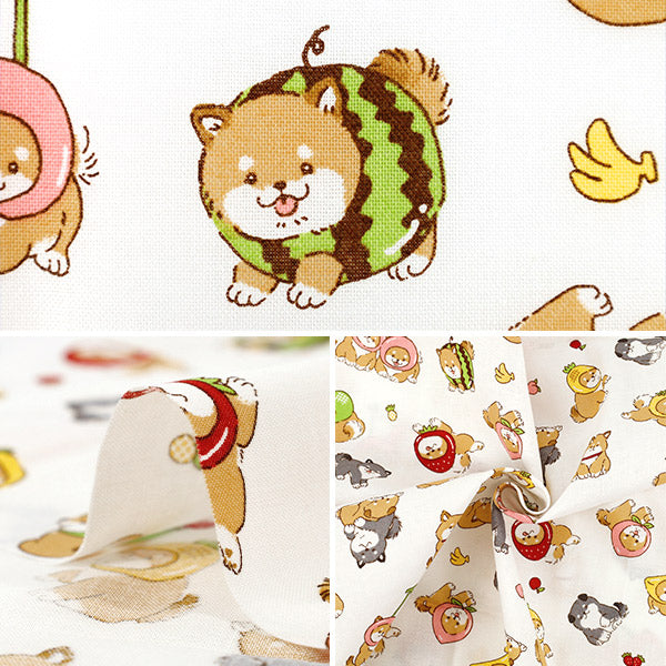 生地 『シーチング フルーツしば カットクロス 約110cm×50cm アイボリー C-AP55903-1A』