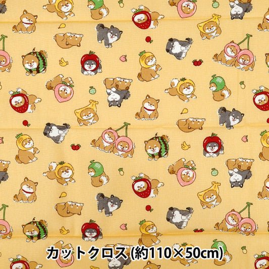 生地 『シーチング フルーツしば カットクロス 約110cm×50cm イエロー C-AP55903-1B』