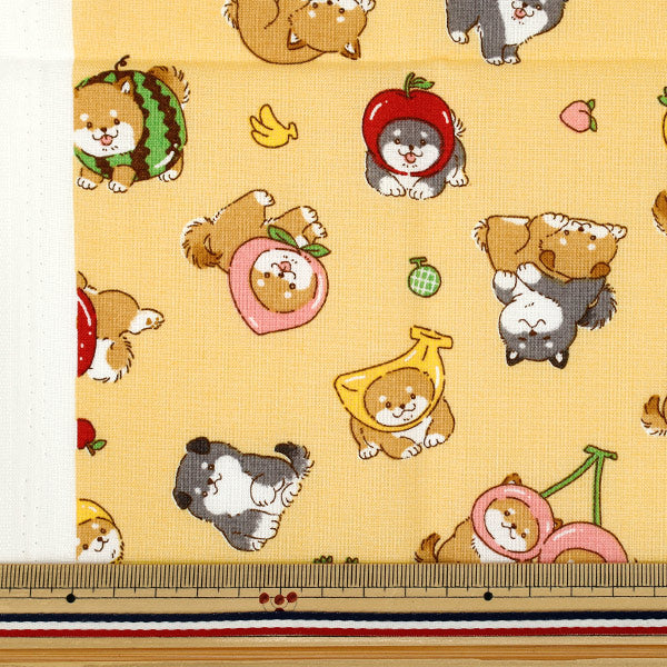 生地 『シーチング フルーツしば カットクロス 約110cm×50cm イエロー C-AP55903-1B』