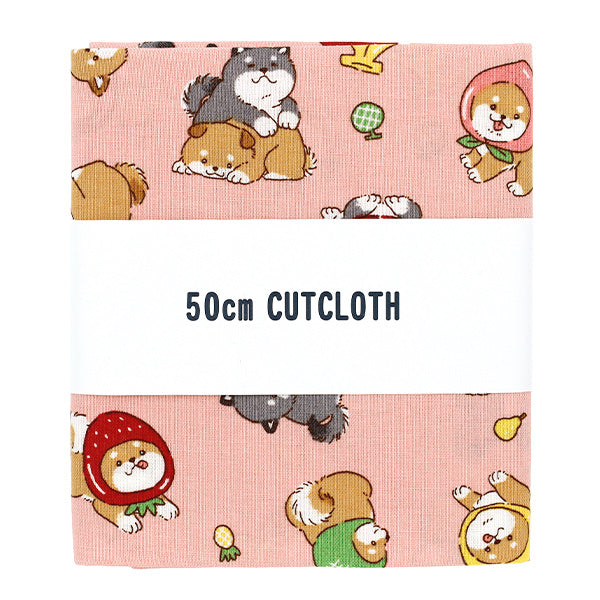 生地 『シーチング フルーツしば カットクロス 約110cm×50cm ピンク C-AP55903-1C』